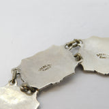 Sterling Silver Guilloche Enamel Floral Sweetheart Bracelet Antique c1920 Deco