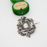 Early Victorian Cast Sterling Silver Neo-Classical Cherub Brooch c1840 Antique
