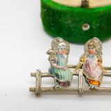 Edwardian Sterling Silver Gilt Enamel Nursery Rhyme Brooch c1910 Antique