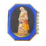 Victorian 18ct Gold Large Micro Mosaic Italian Lady Jewellery Clasp Antique c1840
