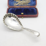Georgian Sterling Silver Bright Cut Tea Caddy Spoon 1801 London Antique