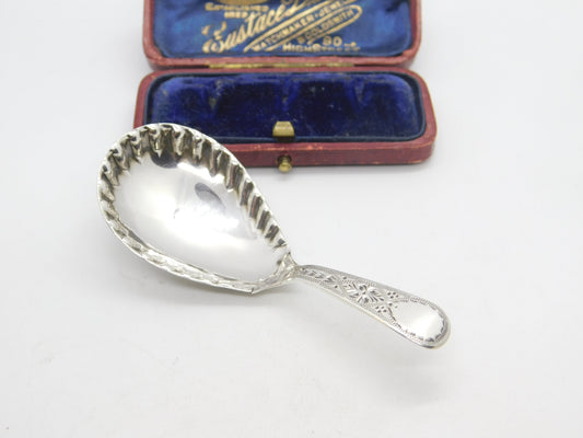 Georgian Sterling Silver Bright Cut Tea Caddy Spoon 1801 London Antique