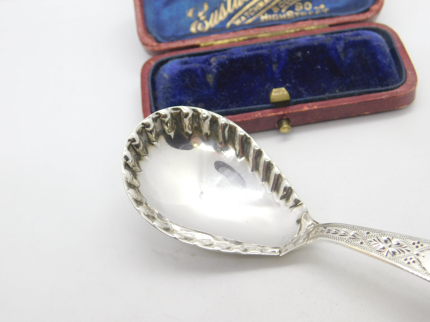 Georgian Sterling Silver Bright Cut Tea Caddy Spoon 1801 London Antique