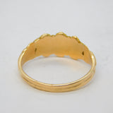 Victorian 18ct Gold, Turquoise, Diamond & Seed Pearl Triple Flower Ring Antique