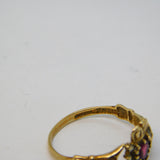9ct Yellow Gold, Garnet & Spinel Irish Claddagh Ring Vintage c1970 Birmingham