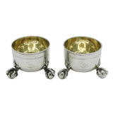 Victorian Pair of Sterling Silver Eagle Claw Salt Cellars Antique 1872 London Garrard & Co.
