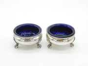 George IV Pair of Sterling Silver Paw Foot Salt Cellars Antique 1823 London