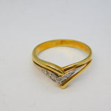 18ct Yellow Gold Graduating Diamond Set Wishbone Ring Vintage c1970