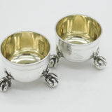 Victorian Pair of Sterling Silver Eagle Claw Salt Cellars Antique 1872 London Garrard & Co.