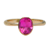Victorian 9ct Rose Gold & 1.5ct Oval-Cut Ruby Dress Ring Antique c1890s