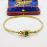 Victorian Yellow Gold Snake Serpent Bracelet Emerald & Diamond Set c1880 Antique