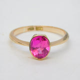 Victorian 9ct Rose Gold & 1.5ct Oval-Cut Ruby Dress Ring Antique c1890s