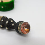 Victorian Sterling Silver & Carved Bog Oak Stone Set Dirk Brooch 1890 Antique