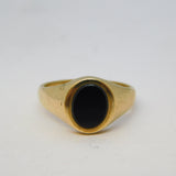 9ct Yellow Gold & Onyx Set Signet Ring Vintage 1966 Birmingham