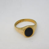 9ct Yellow Gold & Onyx Set Signet Ring Vintage 1966 Birmingham