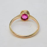 Victorian 9ct Rose Gold & 1.5ct Oval-Cut Ruby Dress Ring Antique c1890s