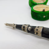 Victorian Sterling Silver & Carved Bog Oak Stone Set Dirk Brooch 1890 Antique
