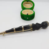 Victorian Sterling Silver & Carved Bog Oak Stone Set Dirk Brooch 1890 Antique