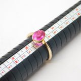 Victorian 9ct Rose Gold & 1.5ct Oval-Cut Ruby Dress Ring Antique c1890s