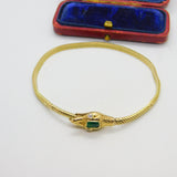 Victorian Yellow Gold Snake Serpent Bracelet Emerald & Diamond Set c1880 Antique