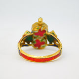 18th Century Mughal Gold, Diamond, Ruby & Enamel Dress Ring Antique Indian