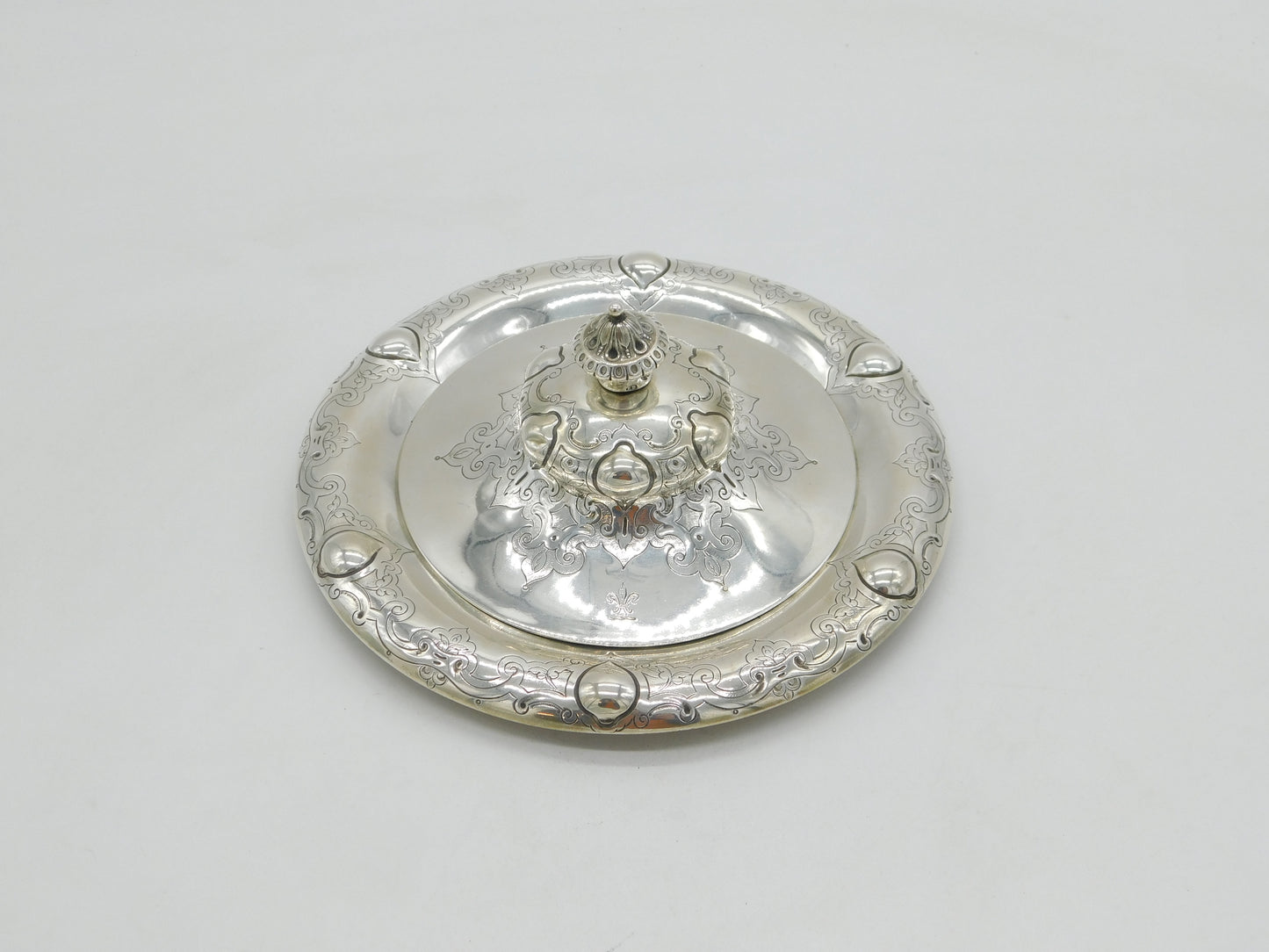 Victorian Sterling Silver Decorative Floral Butter Dish Antique 1862 London