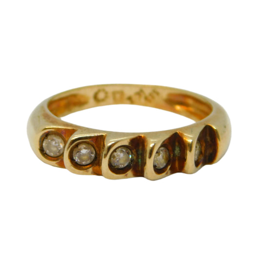 14ct Yellow Gold & Stepped Spinel Set Dress Ring Vintage c1980