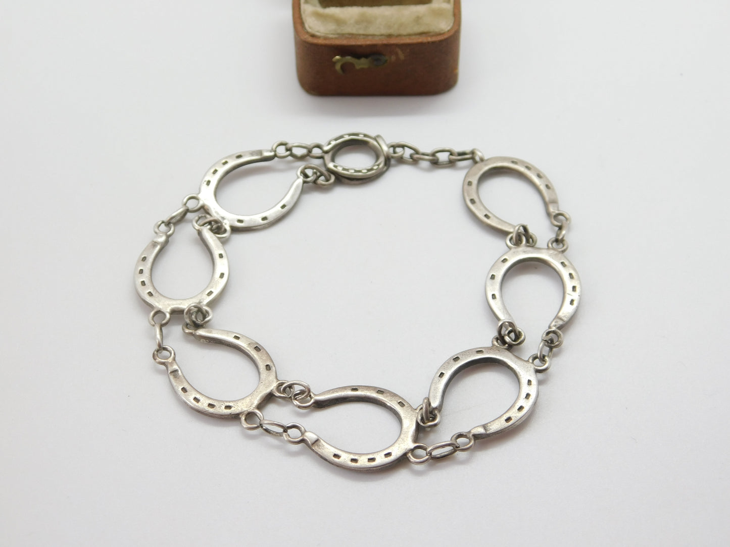 Sterling Silver Lucky Horseshoe Pattern Bracelet 1951 Birmingham Brook & Son