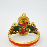 18th Century Mughal Gold, Diamond, Ruby & Enamel Dress Ring Antique Indian