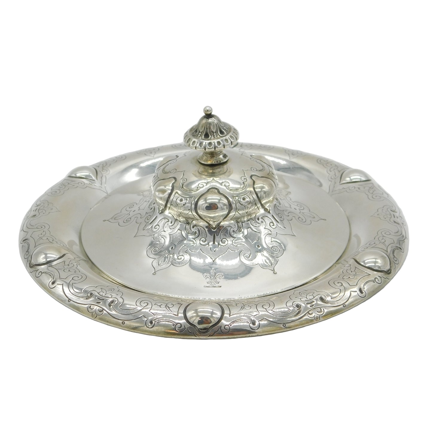 Victorian Sterling Silver Decorative Floral Butter Dish Antique 1862 London