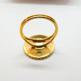Danish Sterling Silver Gilt & White Enamel Daisy Flower Band Ring Mid-Century
