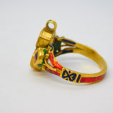 18th Century Mughal Gold, Diamond, Ruby & Enamel Dress Ring Antique Indian