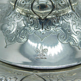 Victorian Sterling Silver Decorative Floral Butter Dish Antique 1862 London