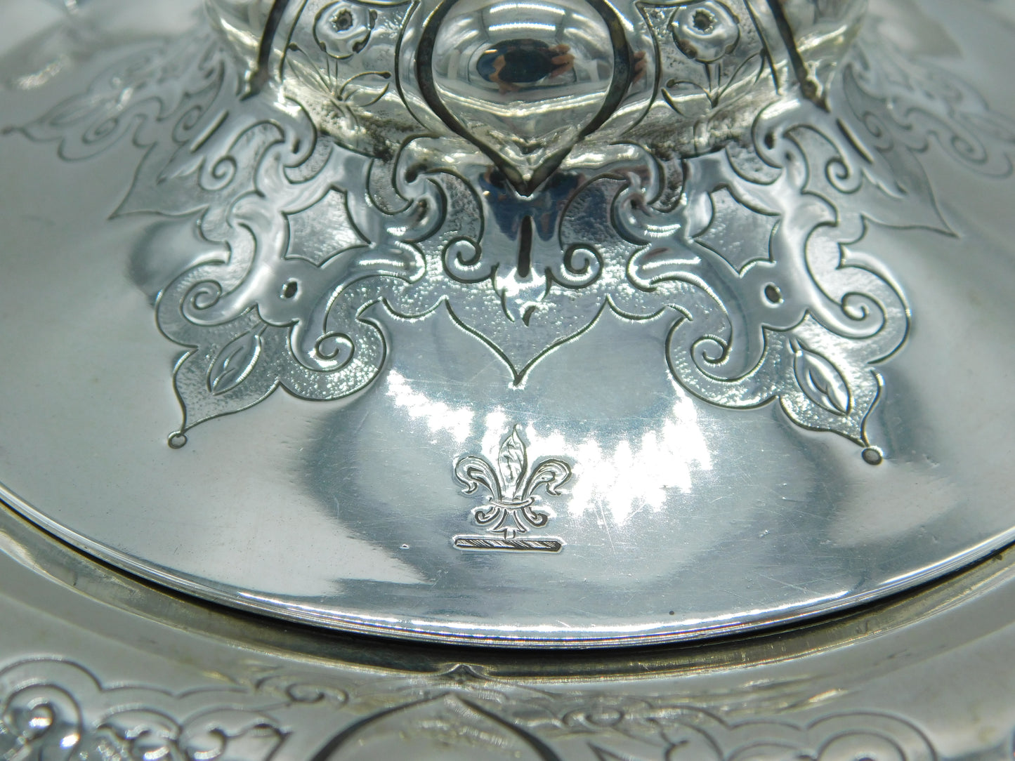 Victorian Sterling Silver Decorative Floral Butter Dish Antique 1862 London