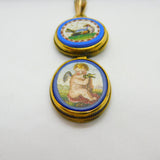 Georgian Grand Tour Yellow Gold Dove & Cherub Micro Mosaic Drop Pendant c1830