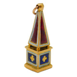 Georgian 15ct Yellow Gold & Enamel Obelisk Mourning Fob Antique c1800