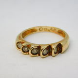 14ct Yellow Gold & Stepped Spinel Set Dress Ring Vintage c1980
