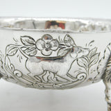 Irish Edwardian Sterling Silver Animal Pattern Treat Bowl Antique 1908 Dublin