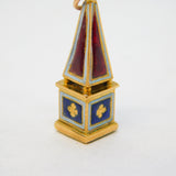 Georgian 15ct Yellow Gold & Enamel Obelisk Mourning Fob Antique c1800