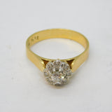 18ct Yellow Gold 0.3ct Brilliant Cut Diamond Floral Cluster Ring Vintage London