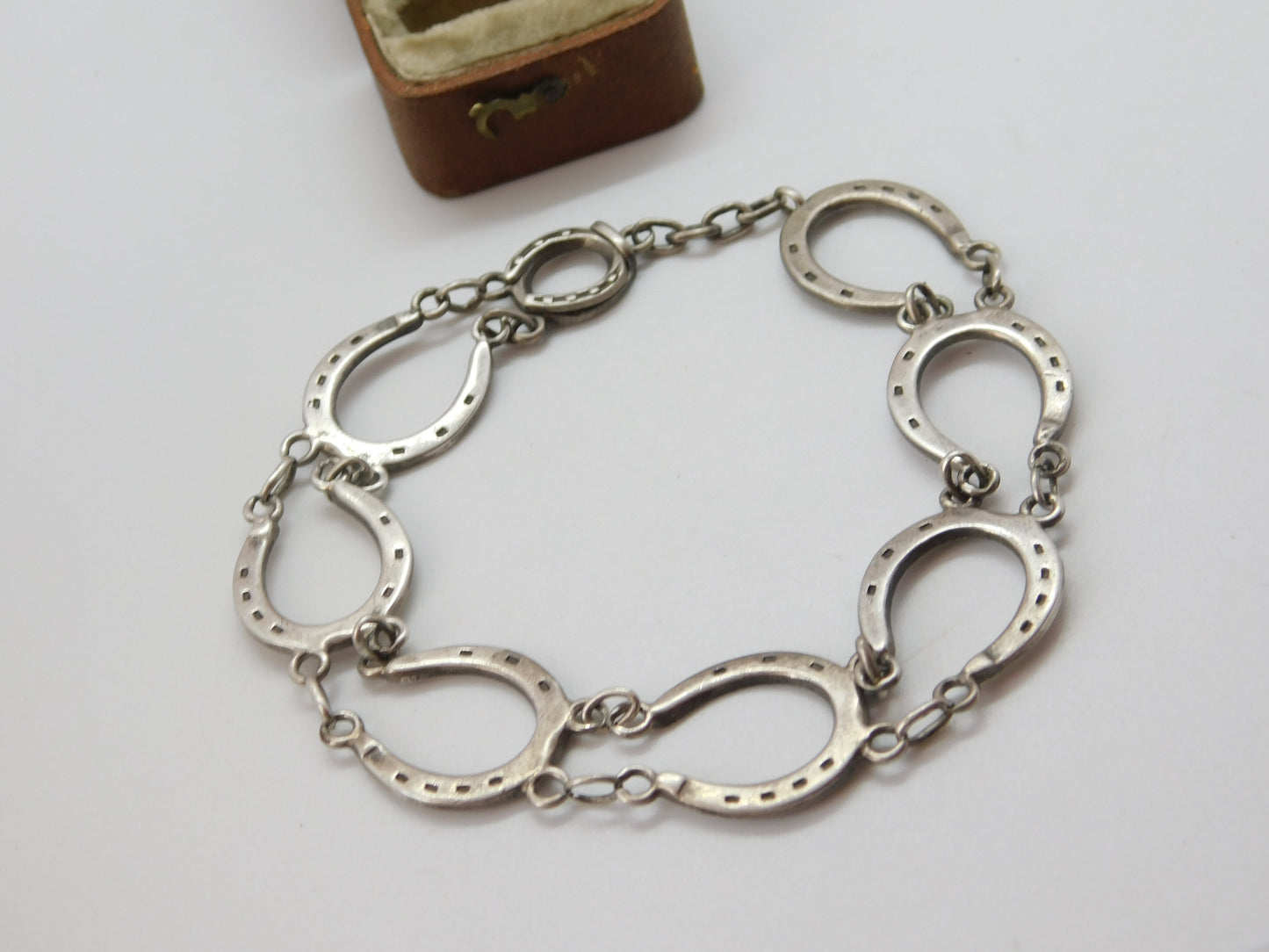 Sterling Silver Lucky Horseshoe Pattern Bracelet 1951 Birmingham Brook & Son