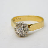 18ct Yellow Gold 0.3ct Brilliant Cut Diamond Floral Cluster Ring Vintage London