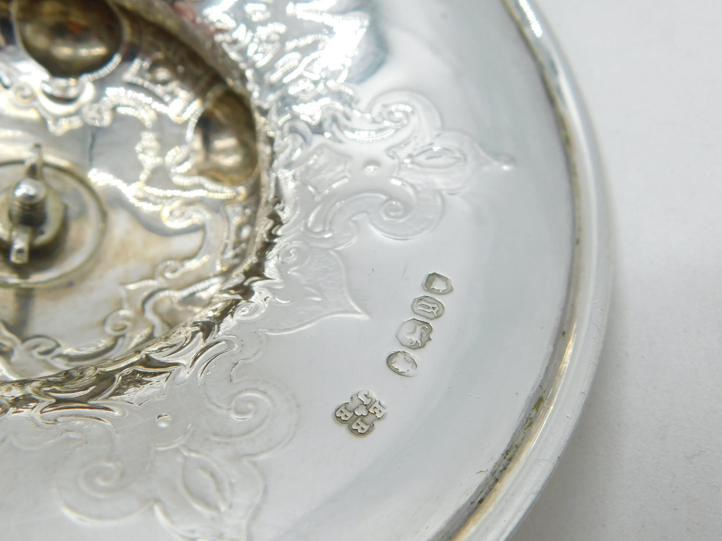 Victorian Sterling Silver Decorative Floral Butter Dish Antique 1862 London
