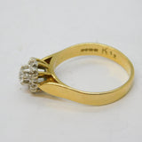 18ct Yellow Gold 0.3ct Brilliant Cut Diamond Floral Cluster Ring Vintage London