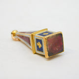 Georgian 15ct Yellow Gold & Enamel Obelisk Mourning Fob Antique c1800