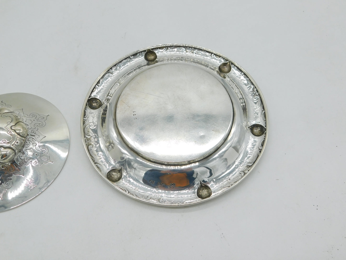 Victorian Sterling Silver Decorative Floral Butter Dish Antique 1862 London