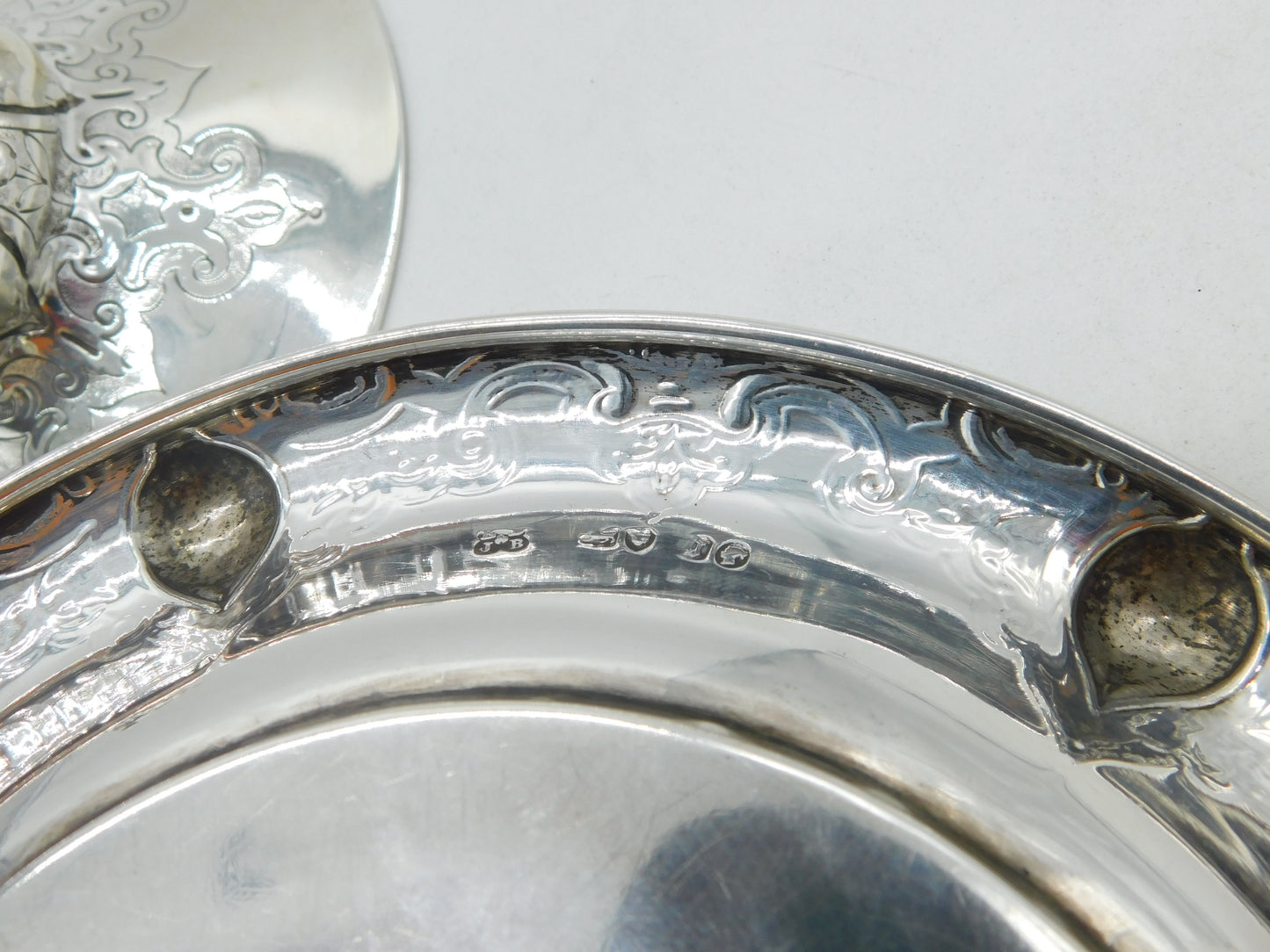 Victorian Sterling Silver Decorative Floral Butter Dish Antique 1862 London