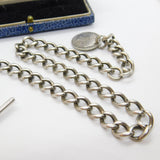 Victorian Sterling Silver Albert Watch Chain with Sixpence Fob Antique 1897