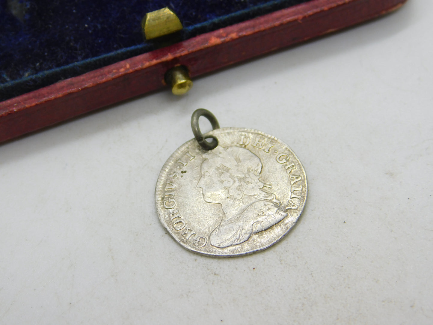 King George II Silver Maundy Threepence Coin Charm 1743 Antique Georgian