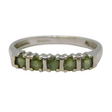 9ct White Gold Five-Stone Green Sapphire Dress Ring Vintage Birmingham
